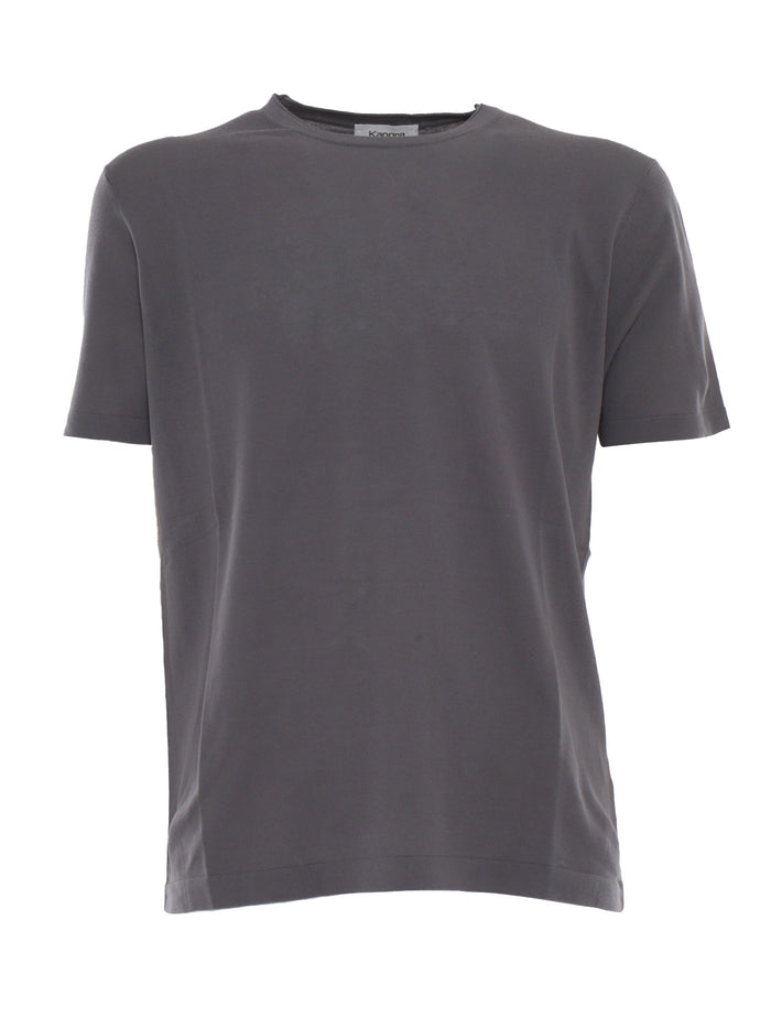 SHORT SLEEVE SWEATER Grey Cotton Crewneck