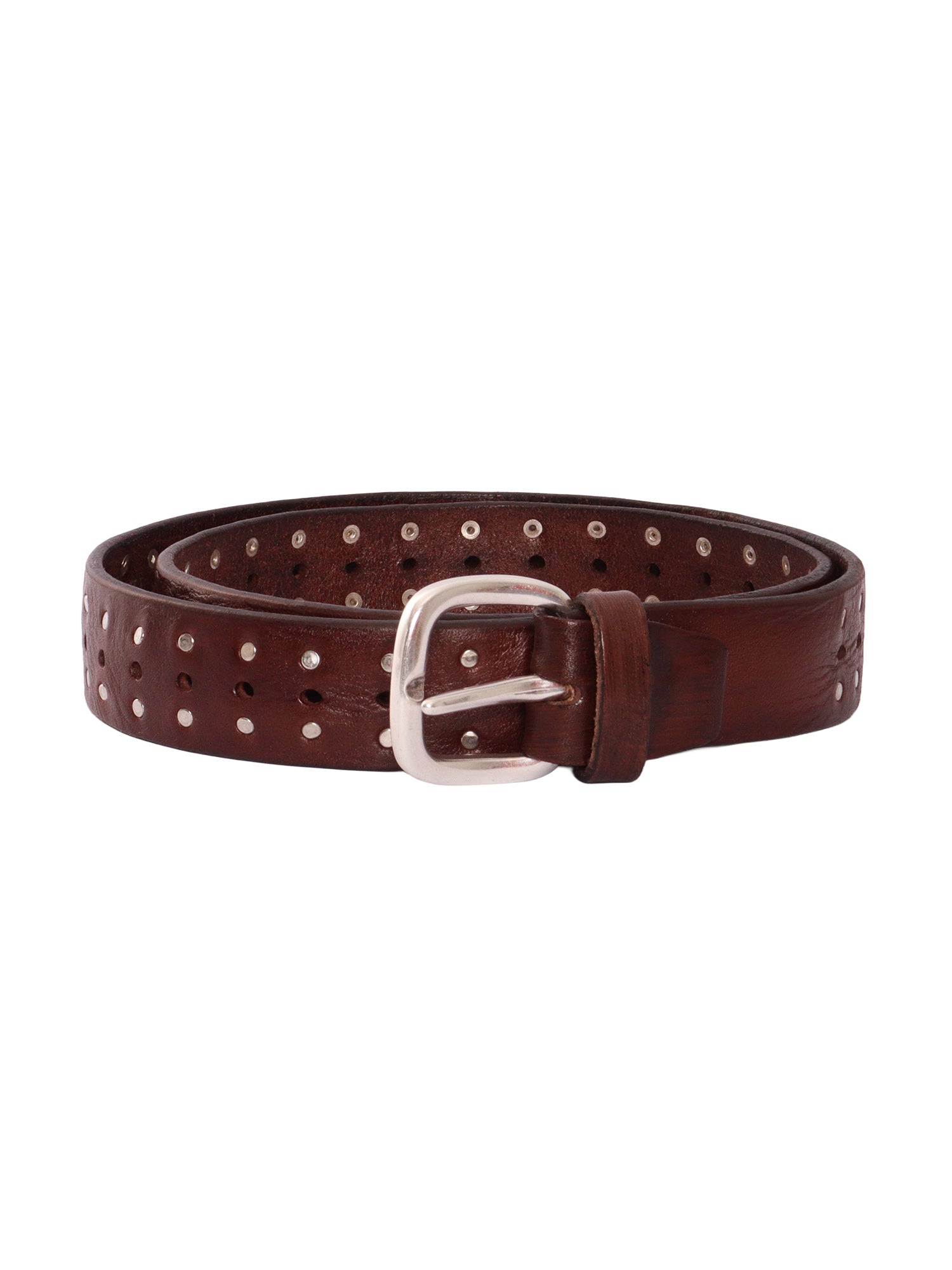 GARMENT DYED BELT WITH STUDS Brown Leather