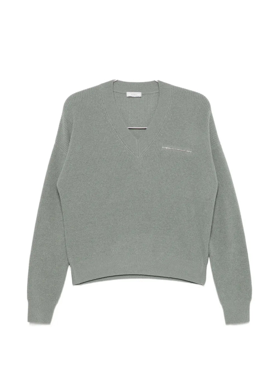 Peserico Virgin Wool 55% sweater in sage green