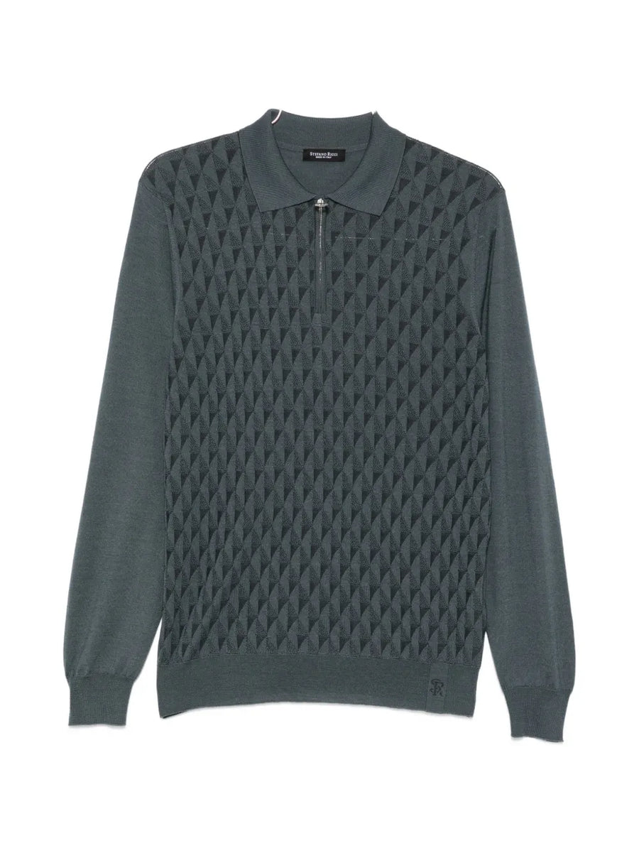 Stefano Ricci Wool polo in charcoal