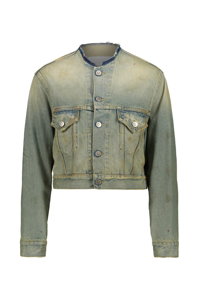 Vintage Wash Denim Jacket Multicolour Cotton Giacca