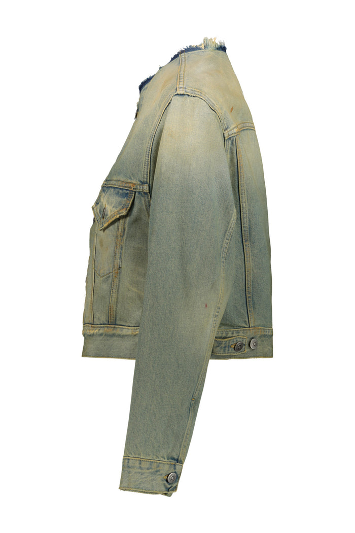 Vintage Wash Denim Jacket Multicolour Cotton Giacca