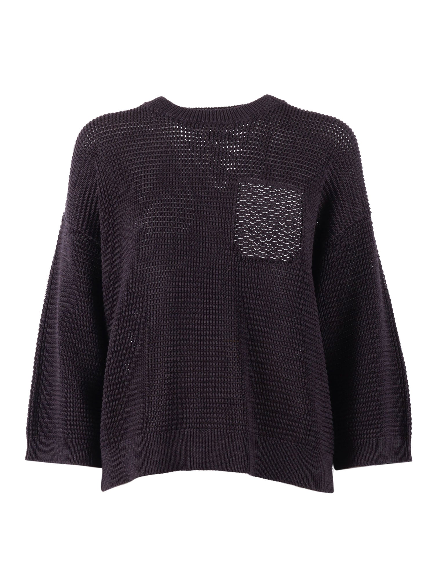 KNITTED SWEATER Blue Cotton Crewneck
