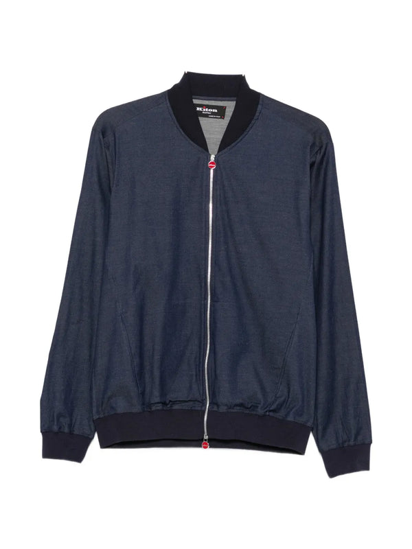 Kiton Denim bomber jacket in navy