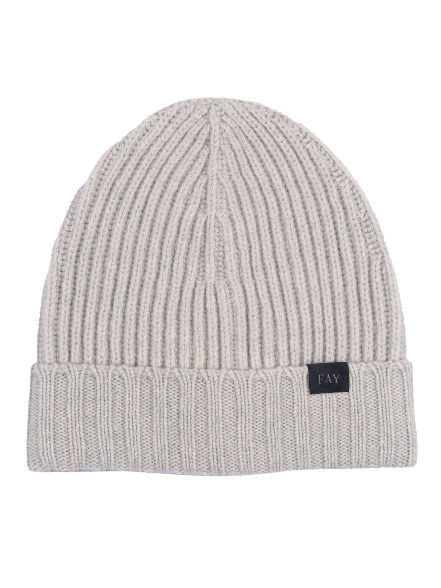 Ribbed Cap White Virgin Wool Hat