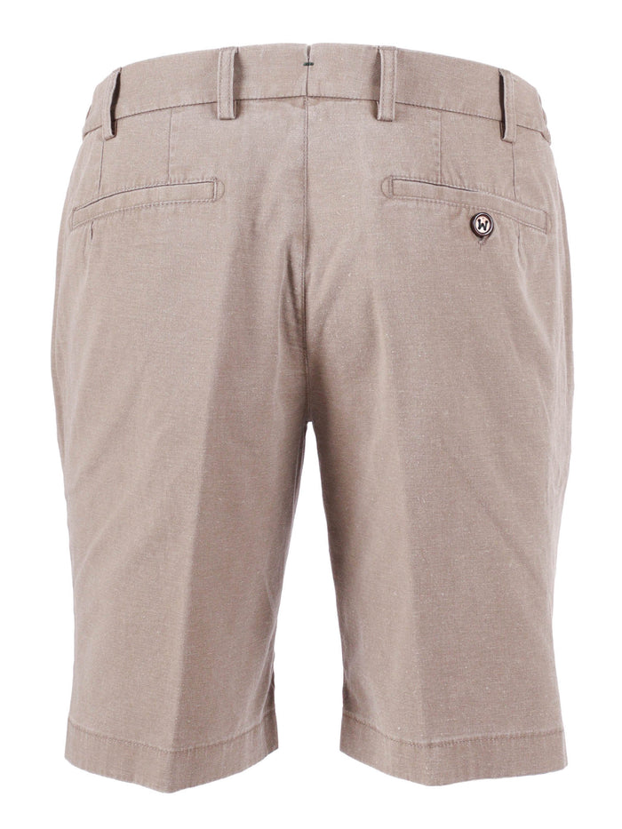 Ber_muda Elax-Gd Pants Beige Cotton Linen Elastane Bermuda Short