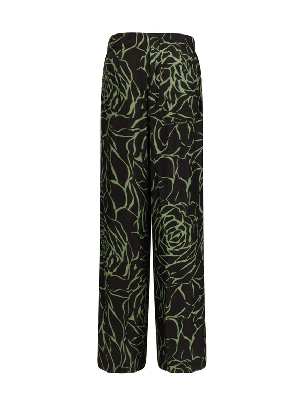 Wide-Leg Pants Black Viscose Trousers