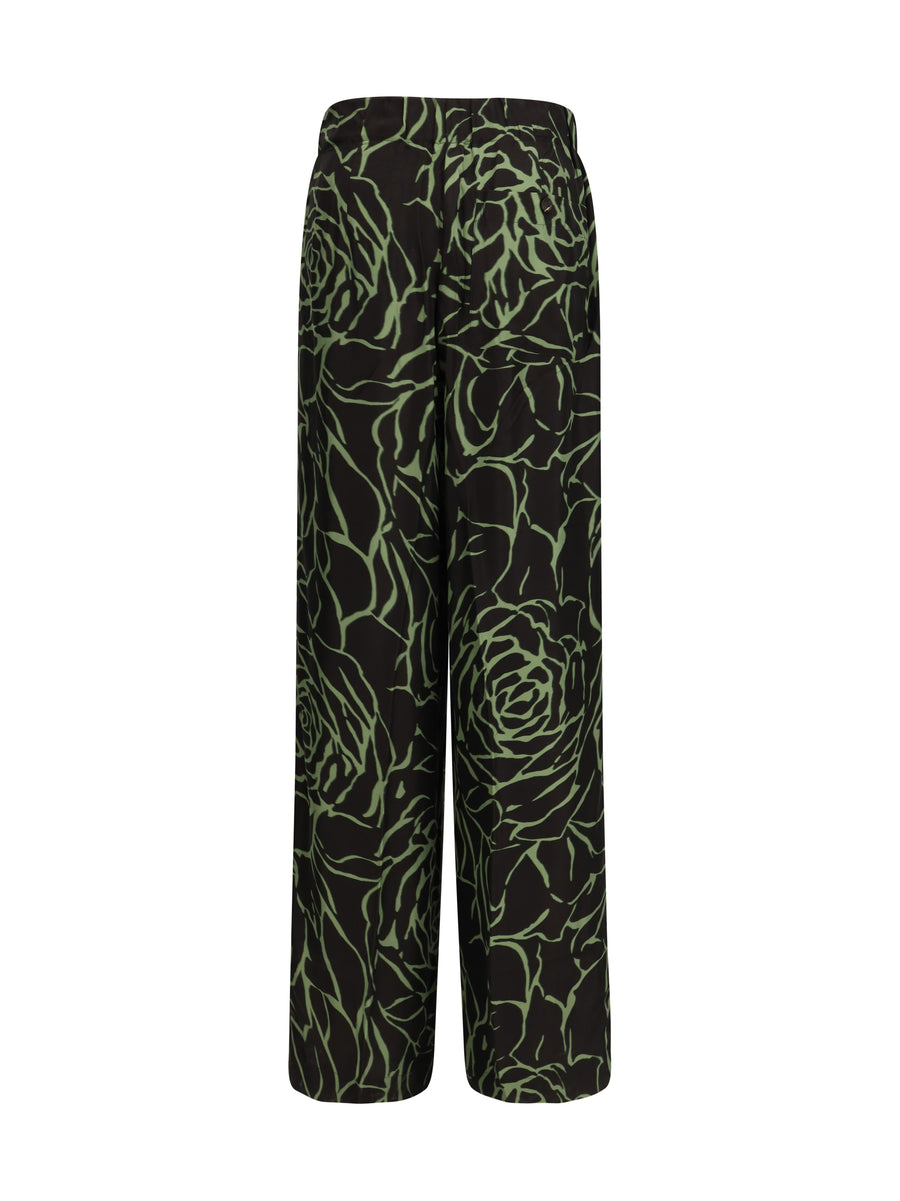 Wide-Leg Pants Black Viscose Trousers