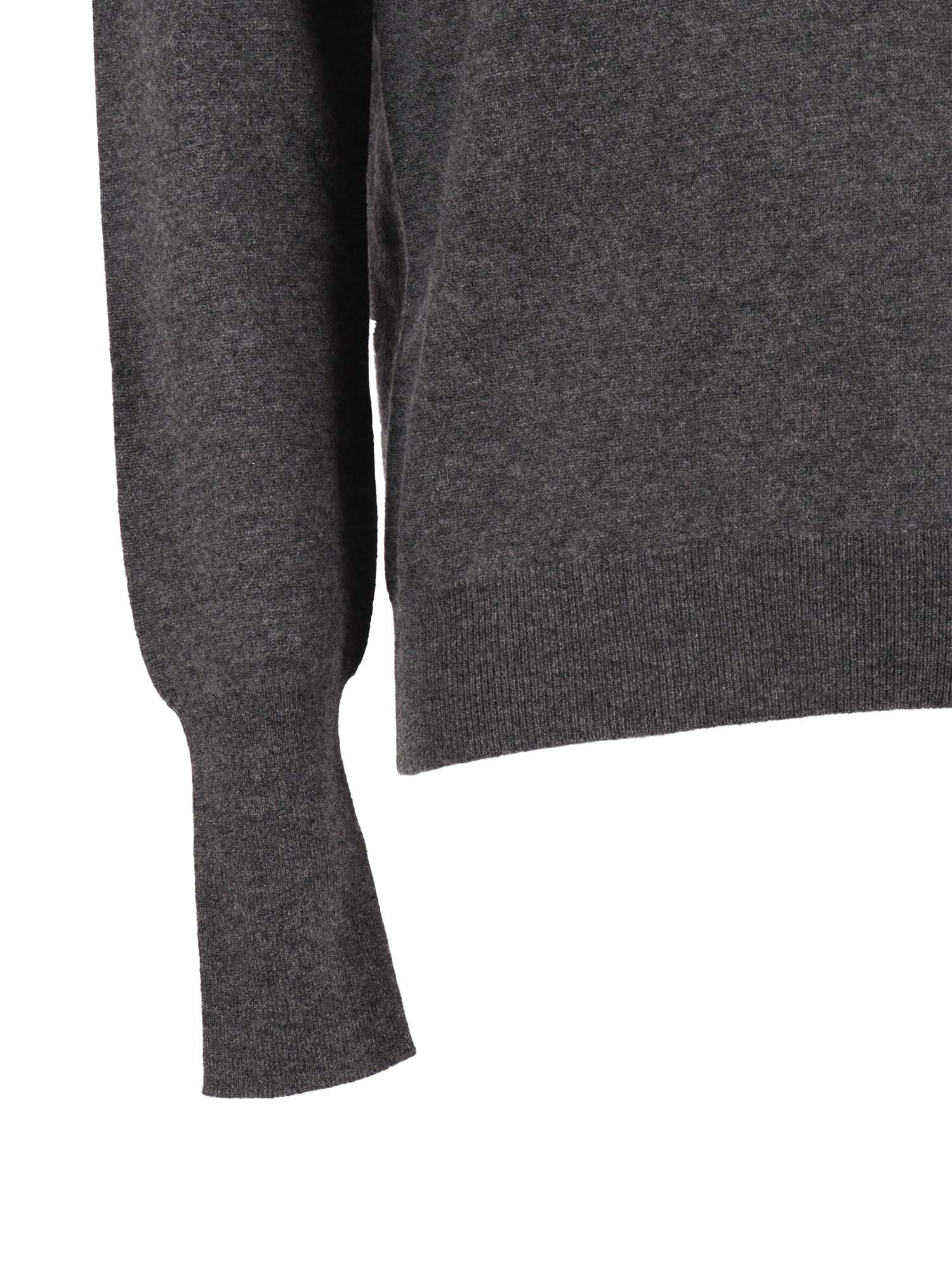 R Neck Pullover Grey Cashmere Crewneck