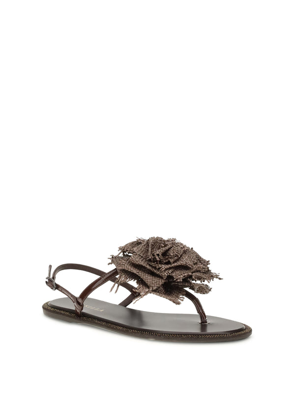 Sandals Rose Dark Brown Calf Leather