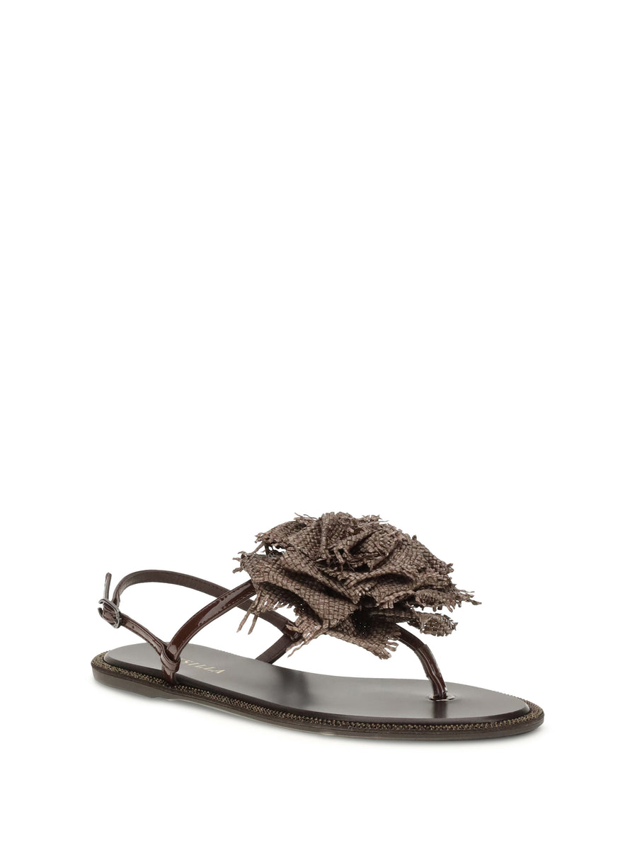 Sandals Rose Dark Brown Calf Leather
