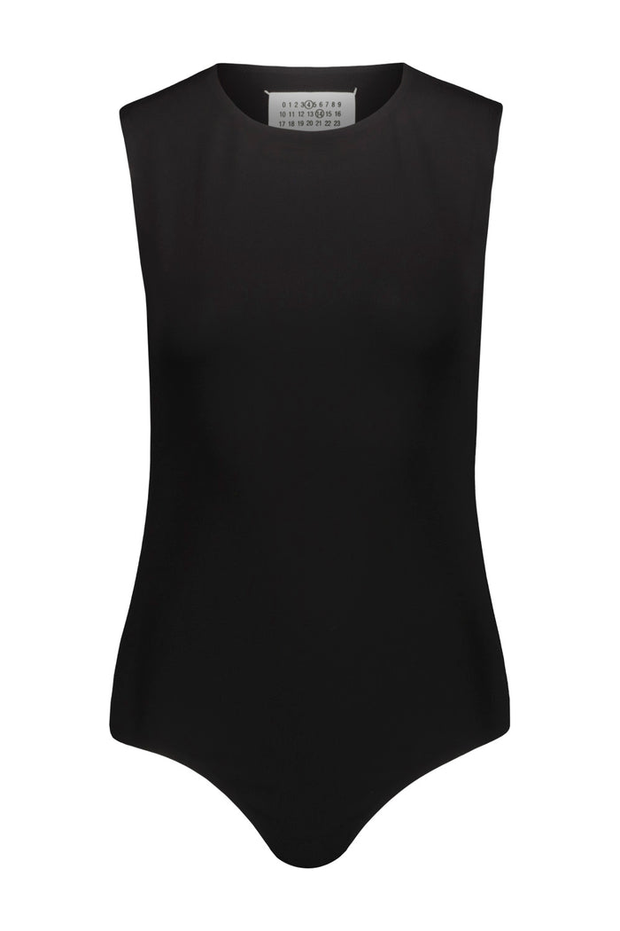 Sleeveless Bodysuit Black Viscose Elasthane Body