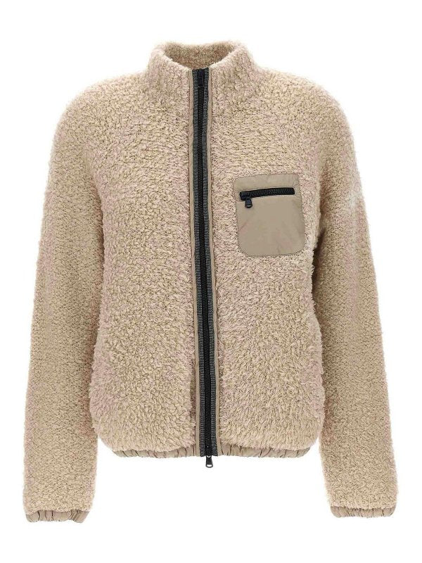 Brunello Cucinelli Womens Beige Shearling Zip-Up Jacket Clothing