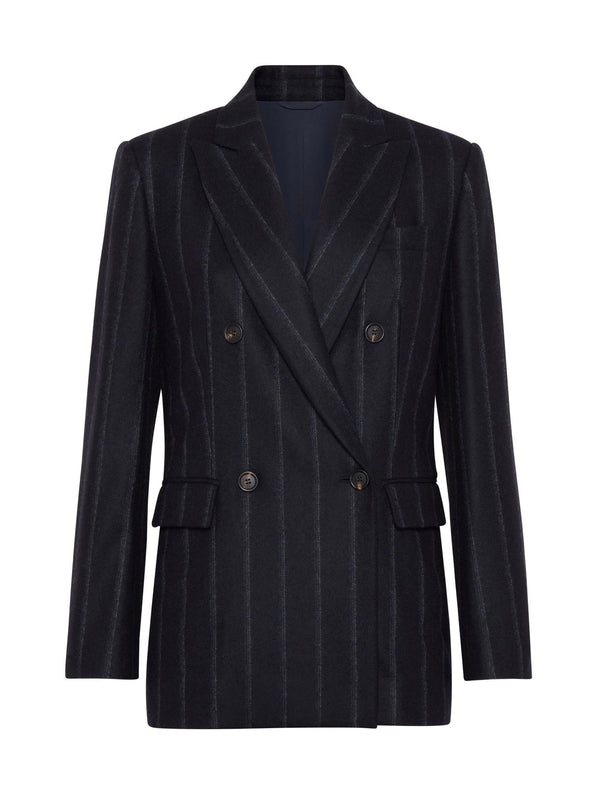Brunello Cucinelli Womens Dark Blue Wool Double Breasted Jacket Navy Clothing