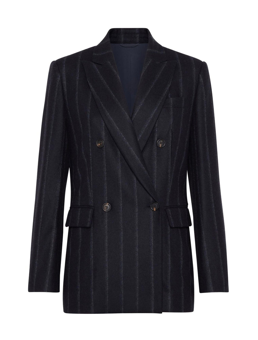 Brunello Cucinelli Womens Dark Blue Wool Double Breasted Jacket Navy Clothing