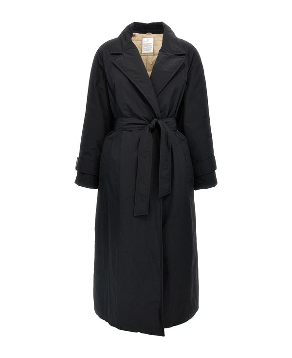 Brunello Cucinelli Womens Black Belted Long Jacket Clothing