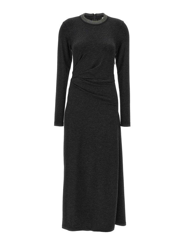 Brunello Cucinelli Womens Mine Wool Long Sleeve Midi Dress One Color
