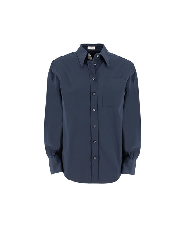 Brunello Cucinelli Womens Night Sky Cotton Shirt Navy
