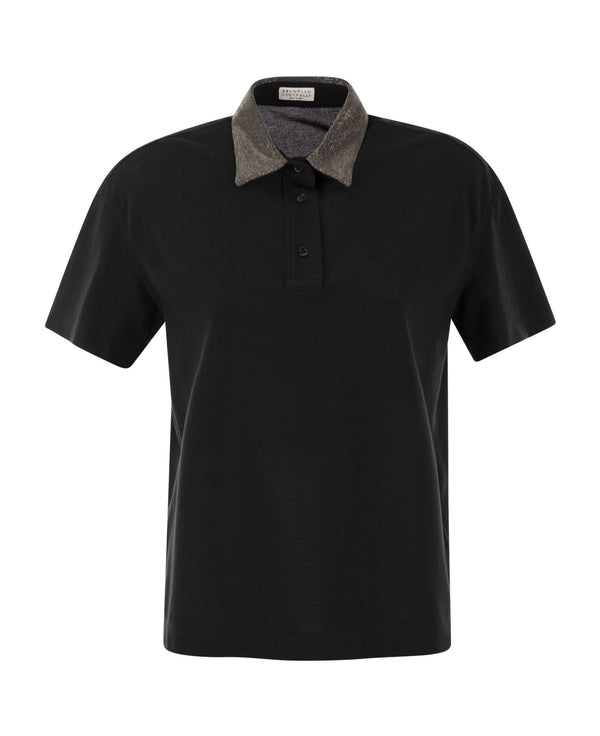 Brunello Cucinelli Womens Black Contrast Collar Shirt