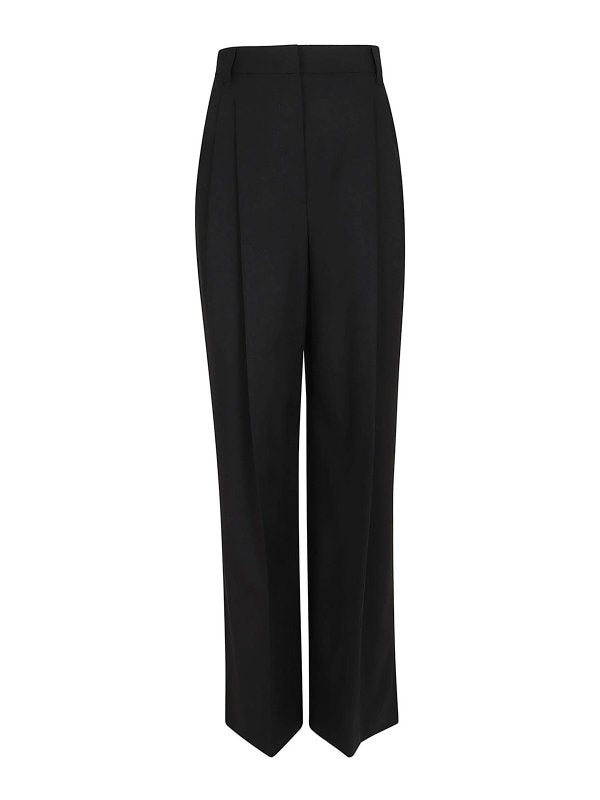 Brunello Cucinelli Womens Black Wool Blend Wide Leg Pants