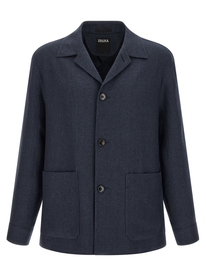 Alpe Jacket Blue Linen Down Jacket, Parka, Casual