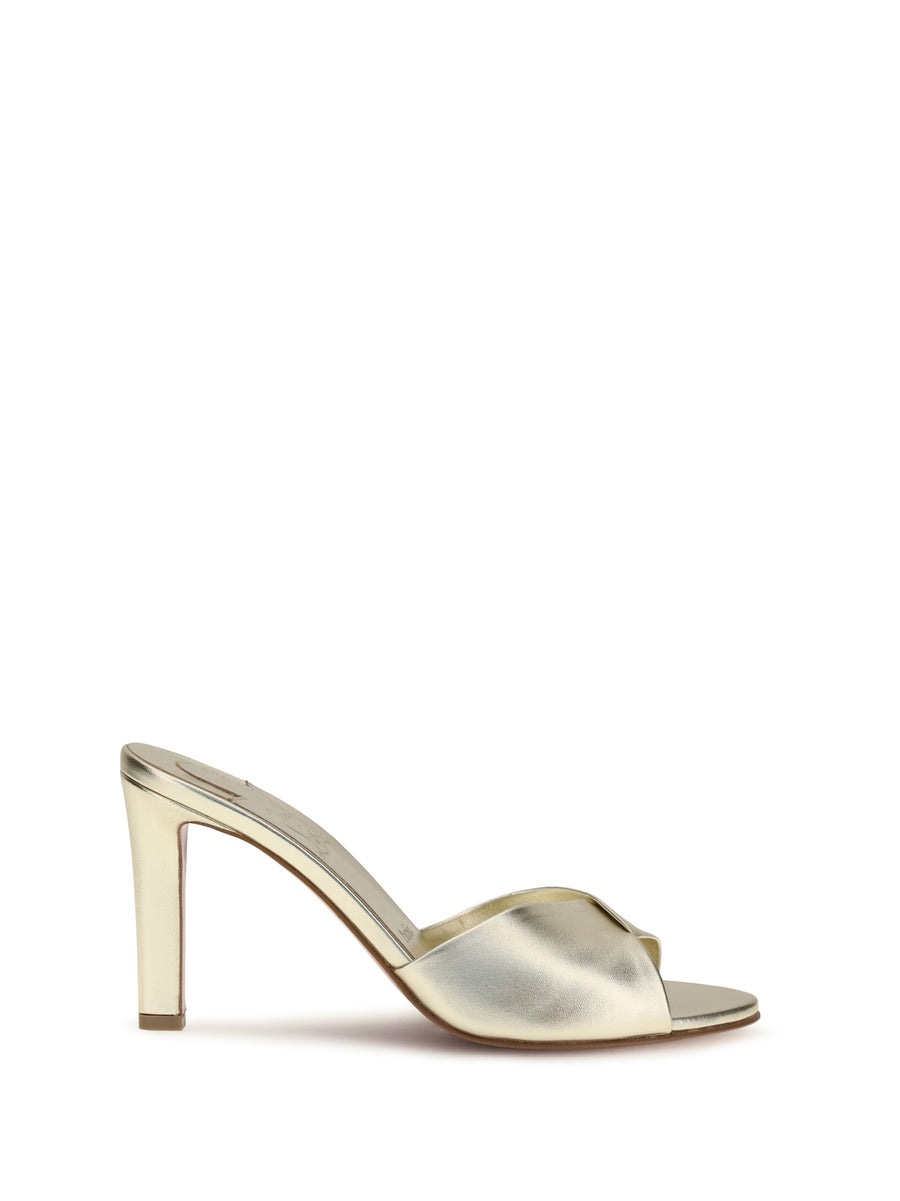 Christian Louboutin Upper: 100% napa leather; Sole: 100% calf leather mule in silver