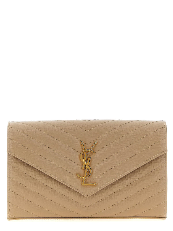 Saint Laurent Monogramme Crossbody Bag — Beige