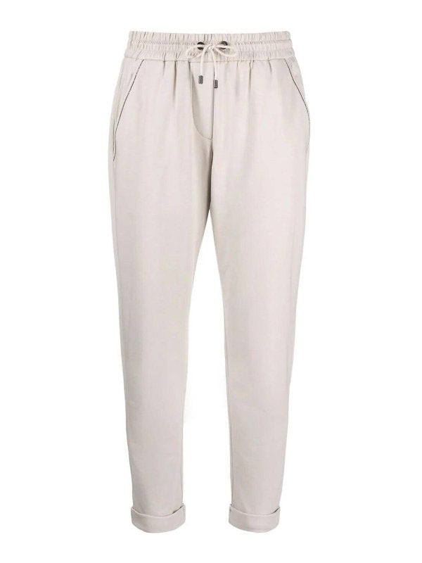 Brunello Cucinelli Womens Quartz Cotton Blend Jogger Trousers