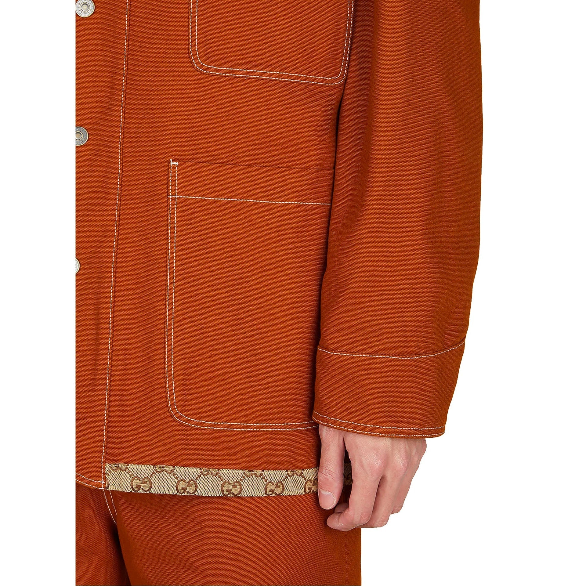 Gg Reversible Jacket Brown Cotton