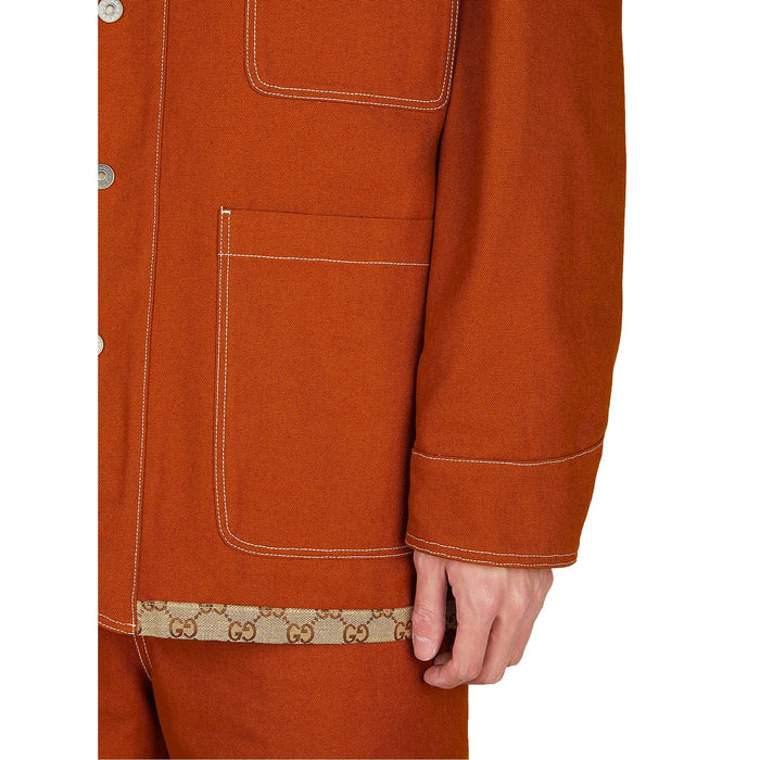 Gg Reversible Jacket Brown Cotton