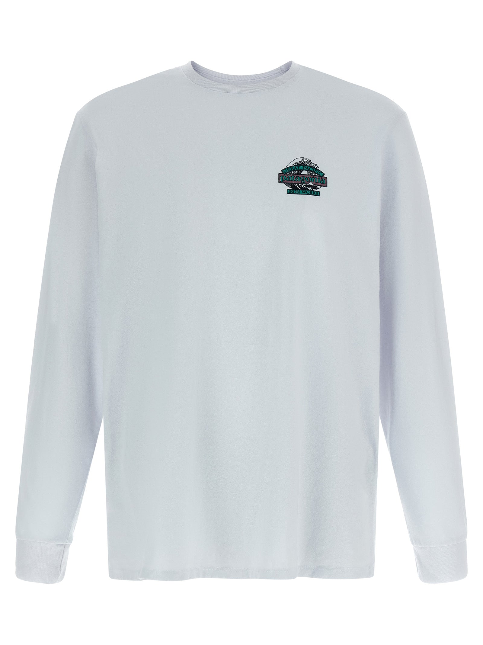 Mens L-S Great Waves Responsibili-Tee® T-Shirt White Cotton