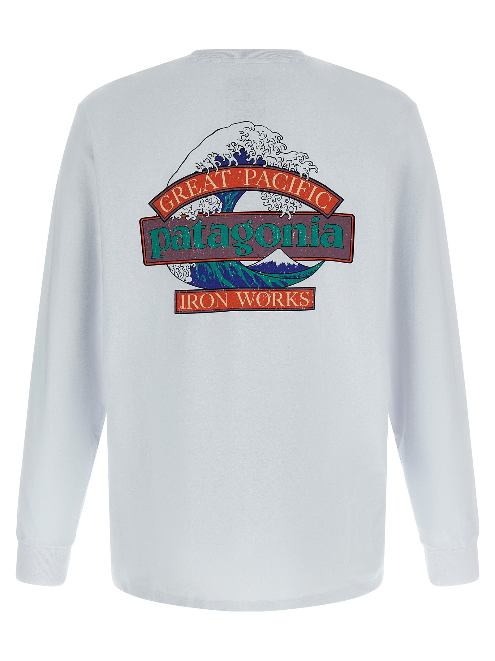Mens L-S Great Waves Responsibili-Tee® T-Shirt White Cotton
