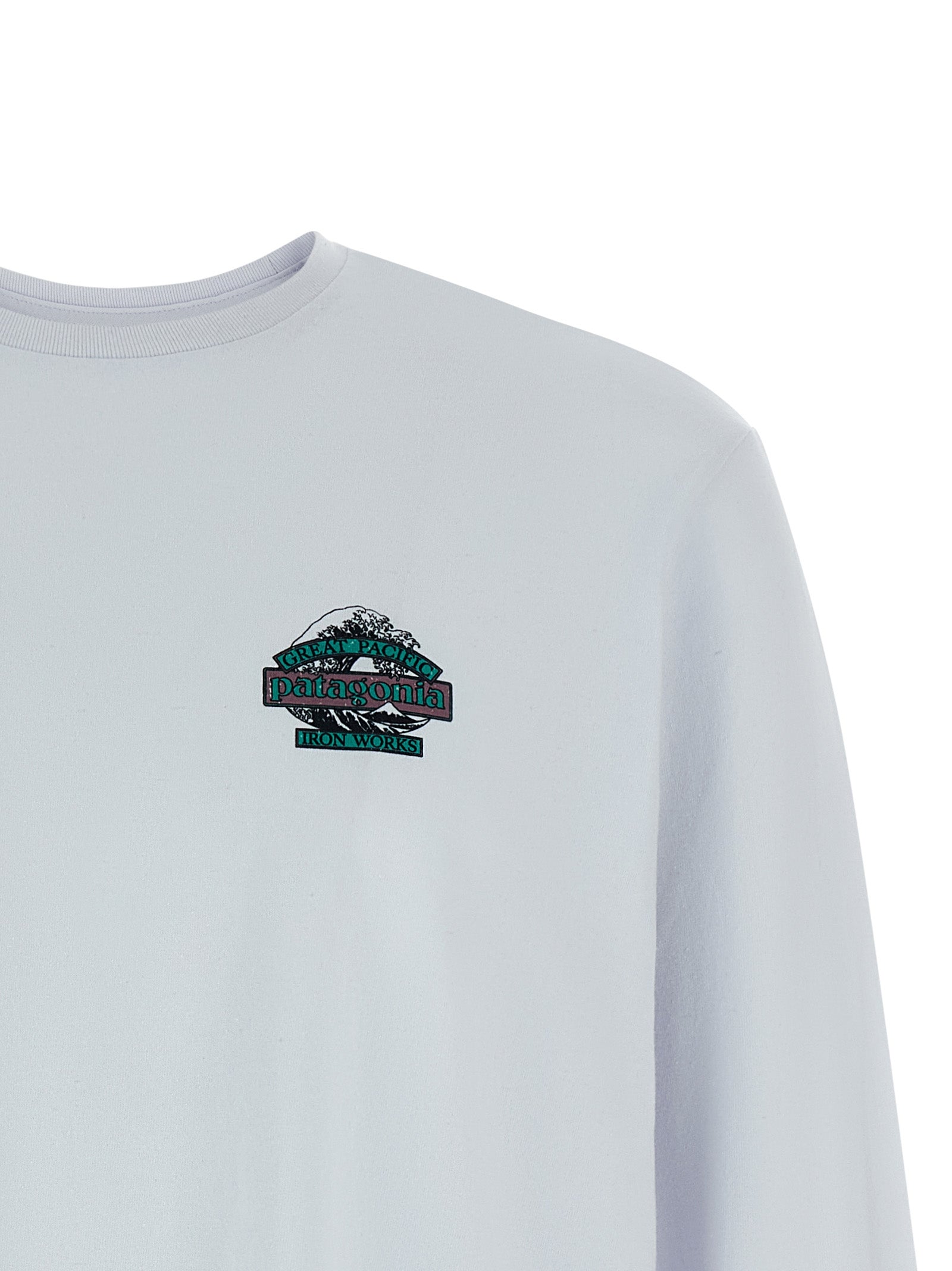 Mens L-S Great Waves Responsibili-Tee® T-Shirt White Cotton