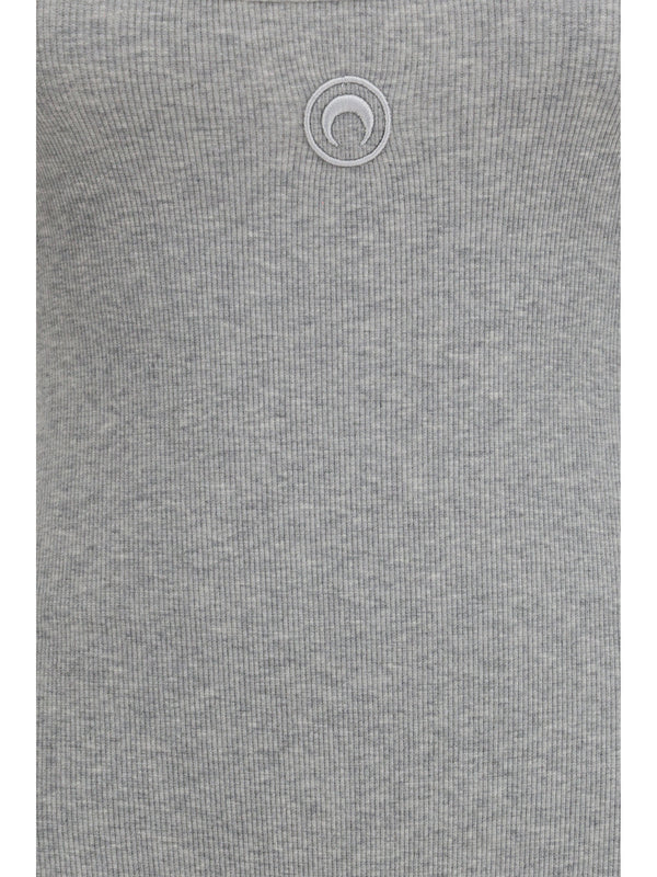 Short Catsuit Moon Logo Ribbed Jersey Grey Cotton Jumpsuits