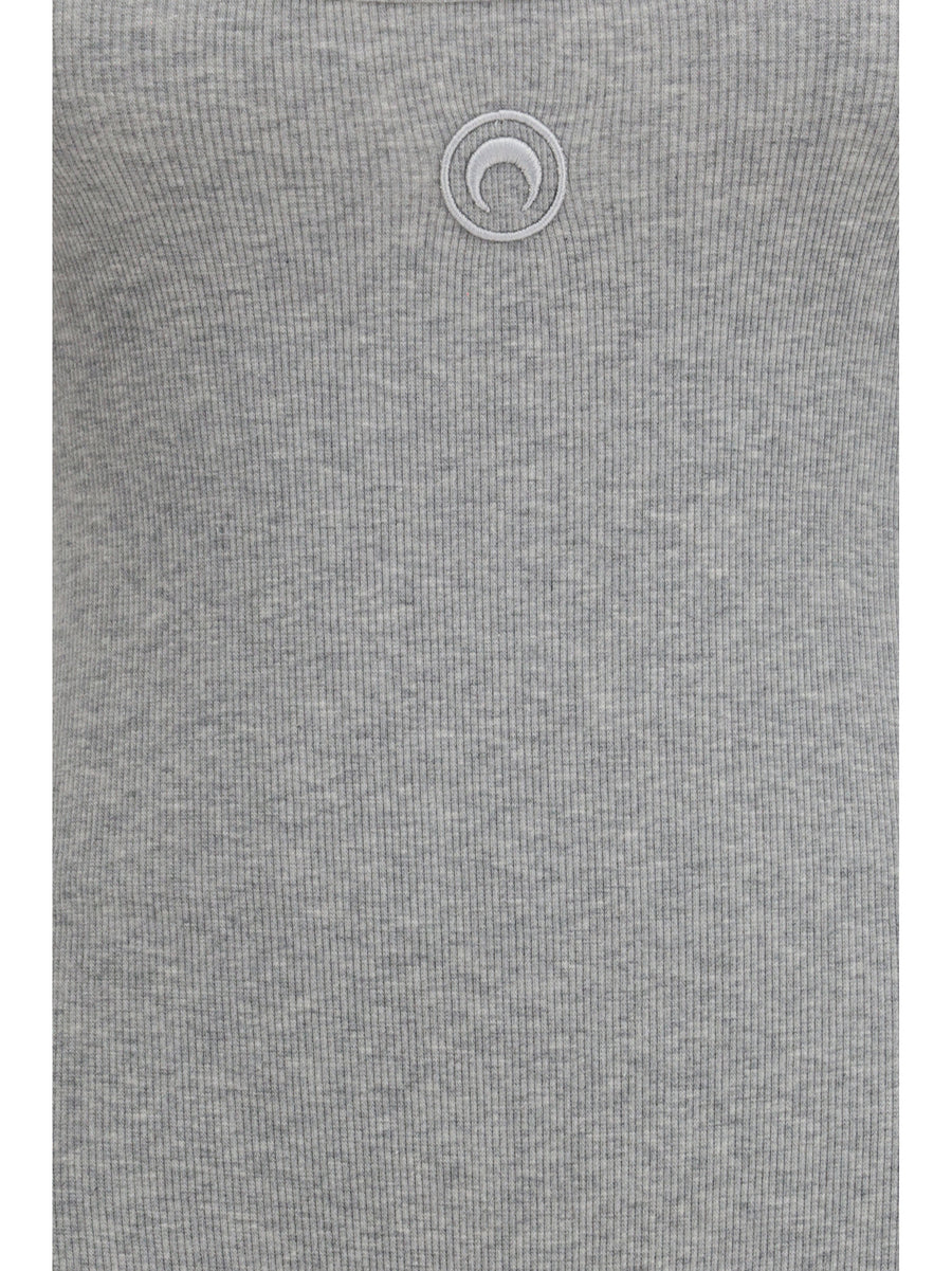 Short Catsuit Moon Logo Ribbed Jersey Grey Cotton Jumpsuits