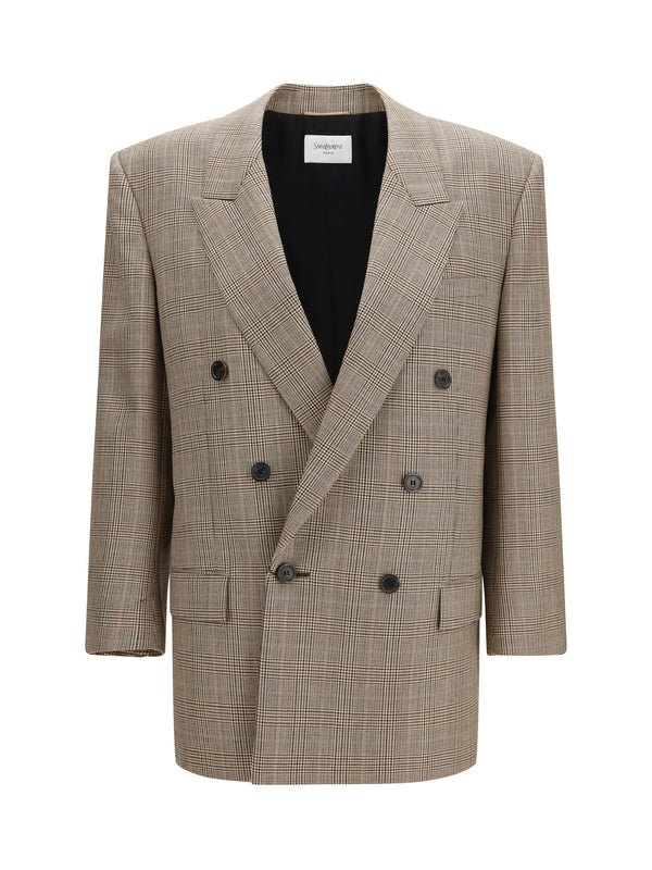 Prince Of Wales Houndstooth Wool Blazer Beige Marron Marine Fleece Ovis Aries Jacket