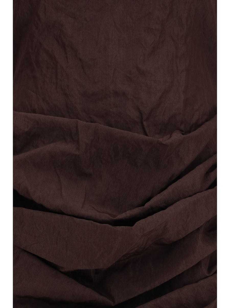 Draped Mini Dress Brown Cotton