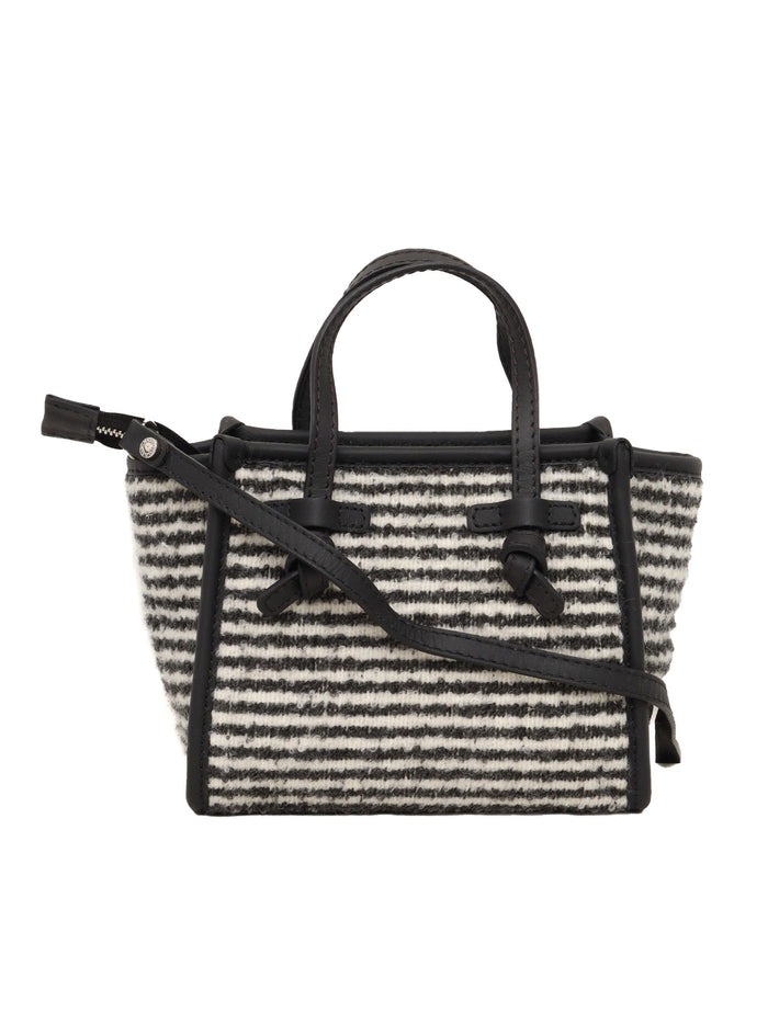 LEATHER AND FABRIC BAG Black Shoulder