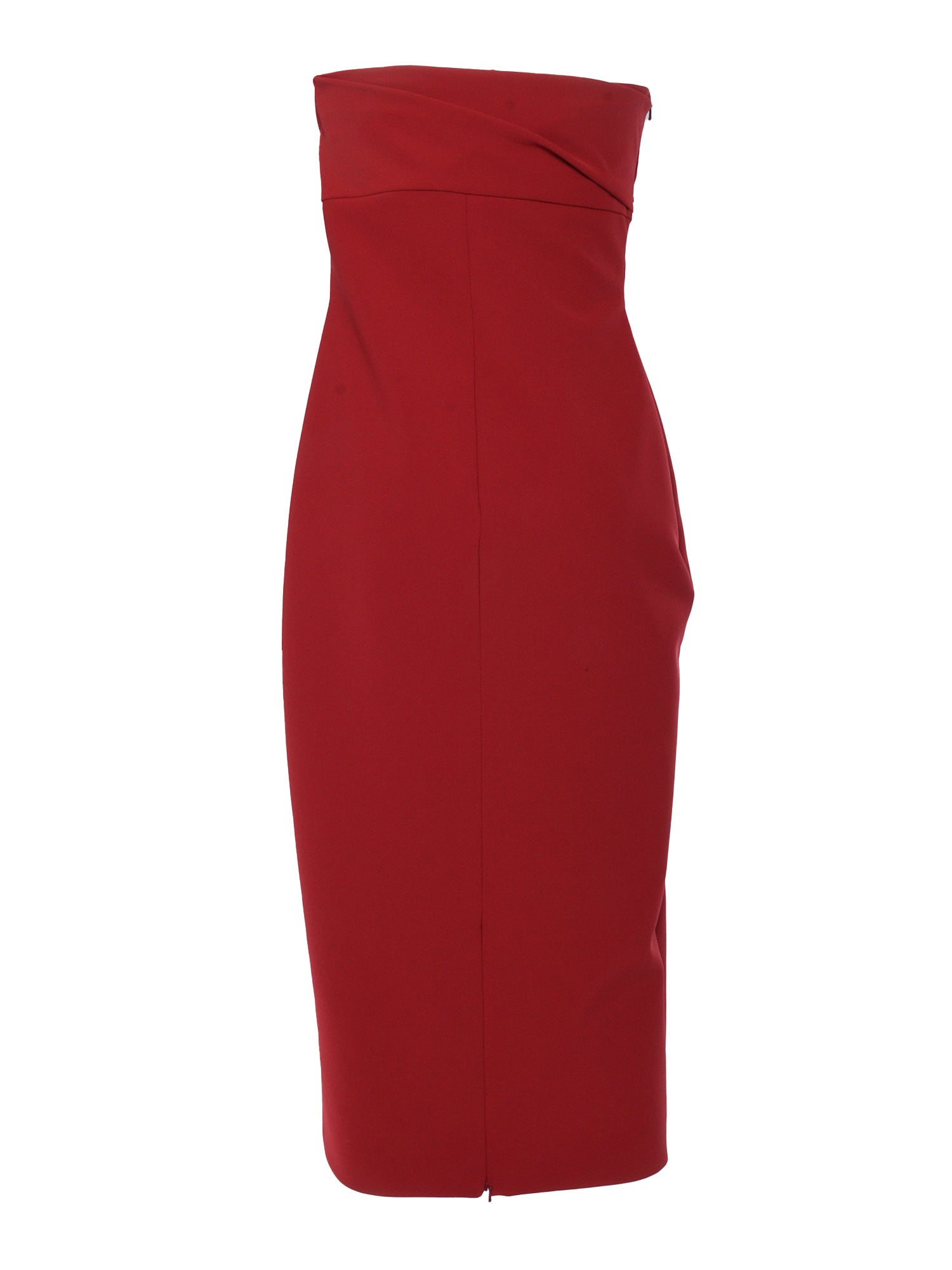 Red Midi Dress Polyester Polyurethane