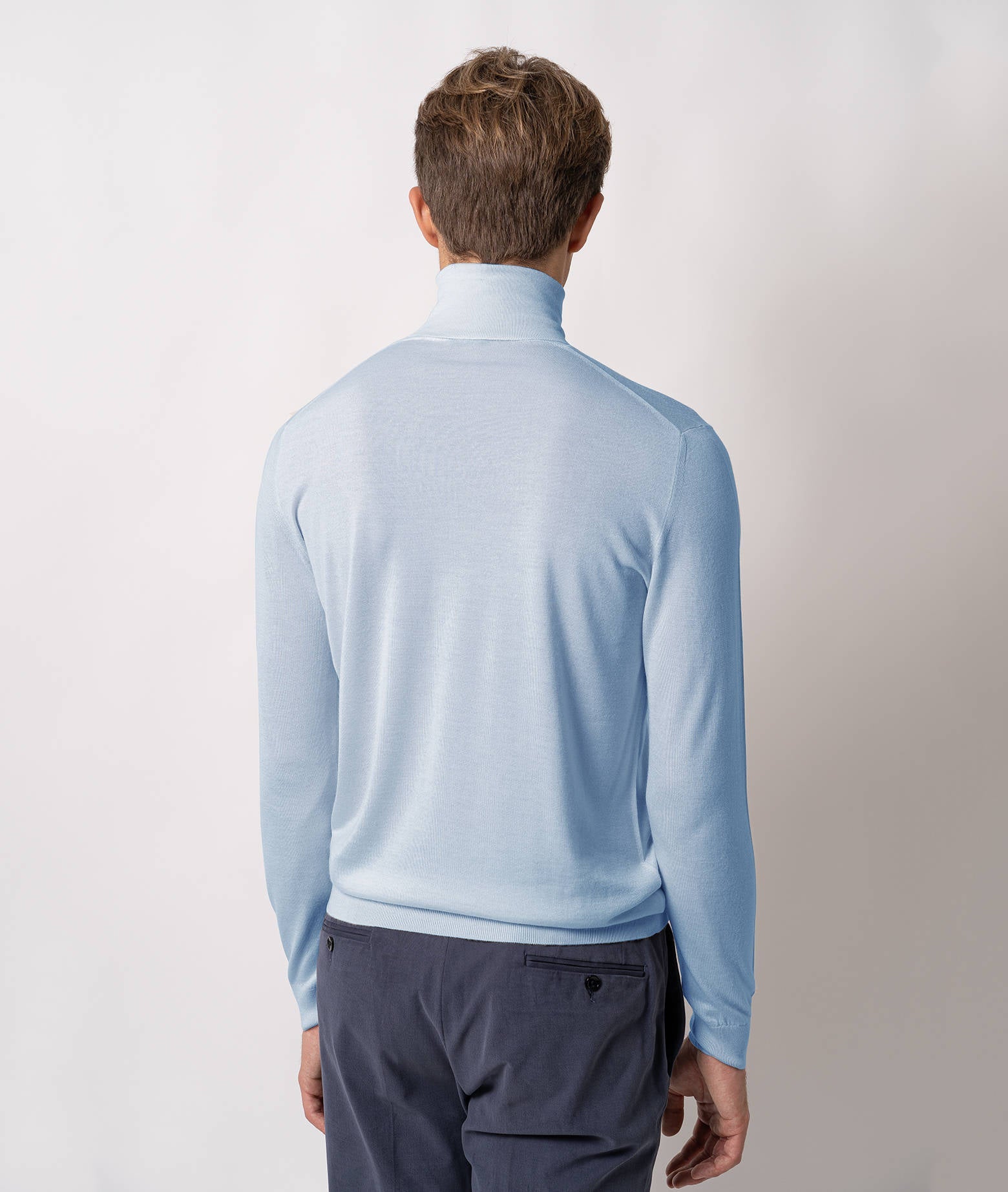Turtleneck Cashmire And Silk Sweater Salisburgo White High Turtle Neck