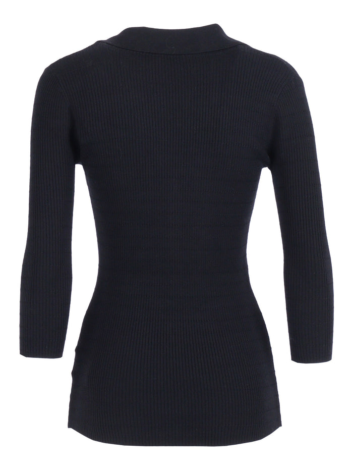 KNITTED TOP Black Lyocell Polyamide Silk Crewneck