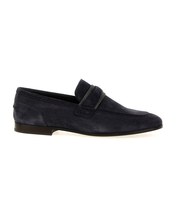 Brunello Cucinelli Womens Night Sky Suede Loafer Shoes Navy