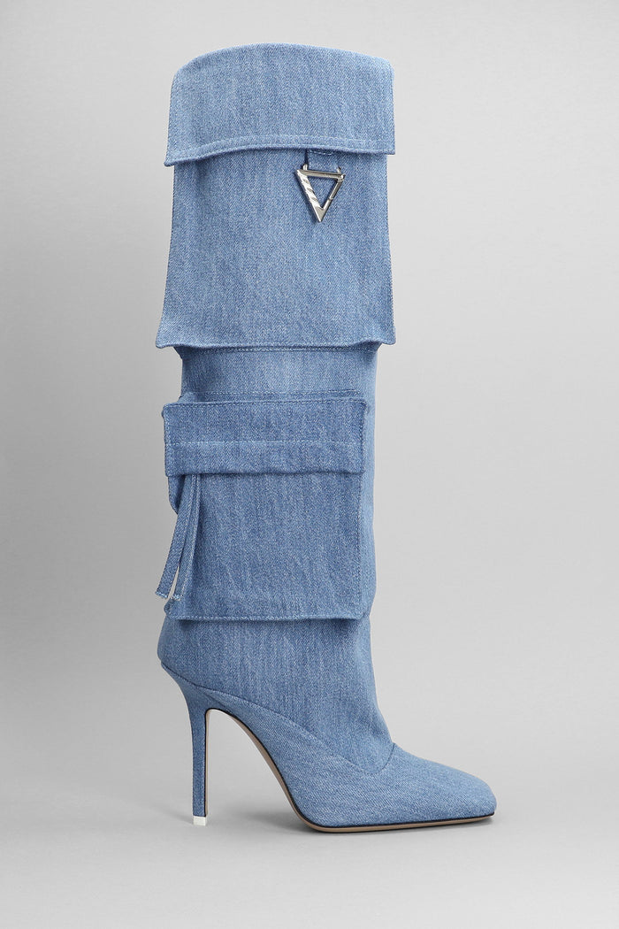 Sienna High heels boots in cyan cotton Scarpe