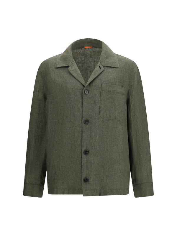 Shirt Serafino Linen Olive