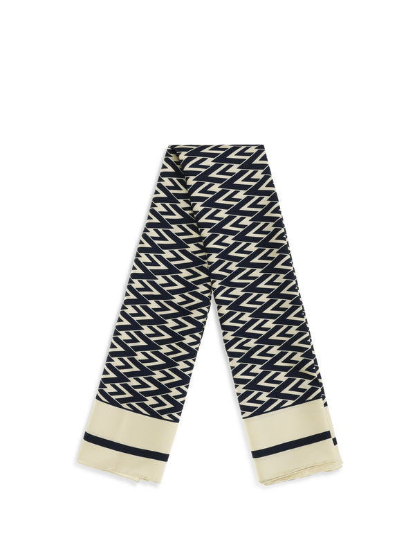 Silk Scarf Toute La V Ivory-Navy Ivory/navy