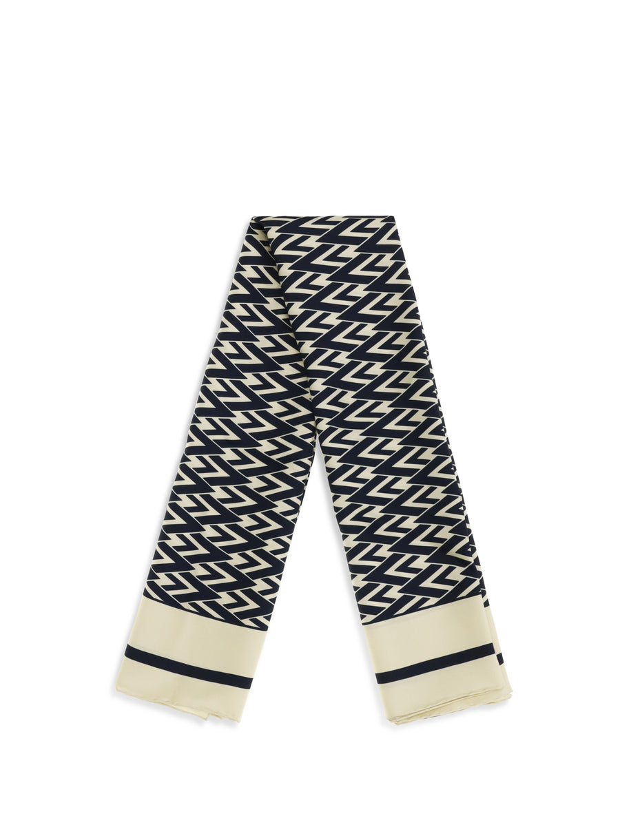 Silk Scarf Toute La V Ivory-Navy Ivory/navy