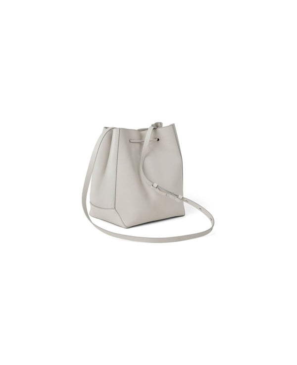 Brunello Cucinelli Womens Quartz Leather Drawstring Bucket Bag One Color