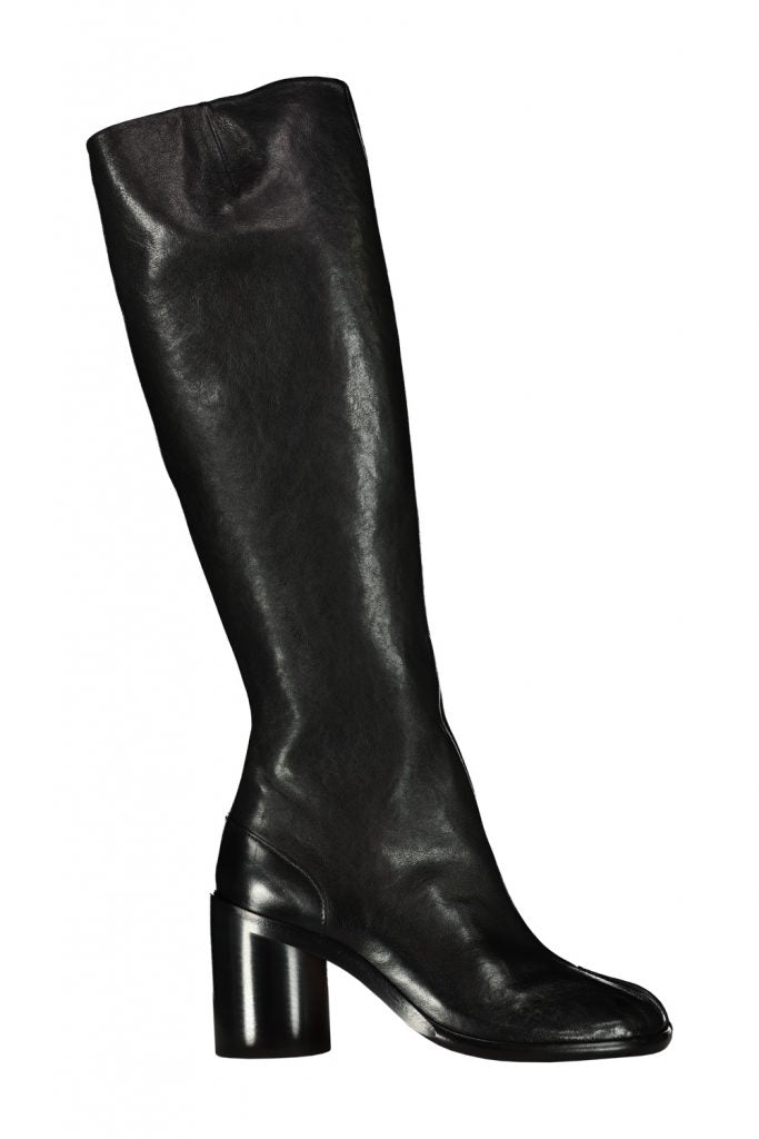 vknee-high Tabi Boots Black Leather Calzature