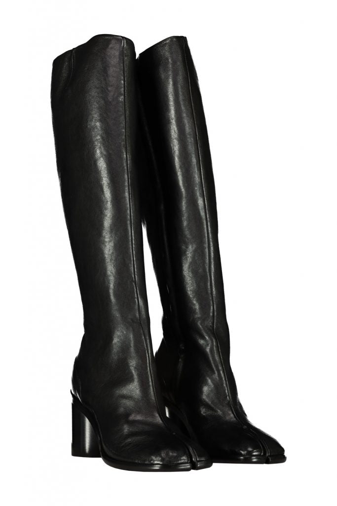 vknee-high Tabi Boots Black Leather Calzature