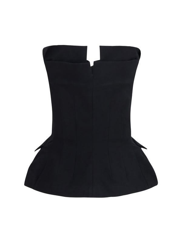 Top Cotton Bustier Corset Black Silk Shirt